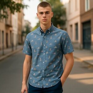 CHUBBIES Short Sleeve Button Down Size Small